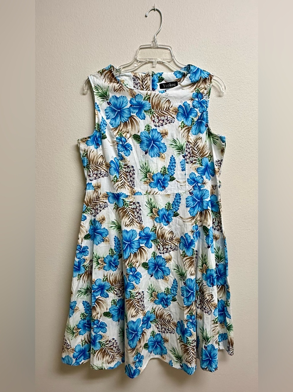 yeokou women’s Blue Floral Sleeveless dress size XXL